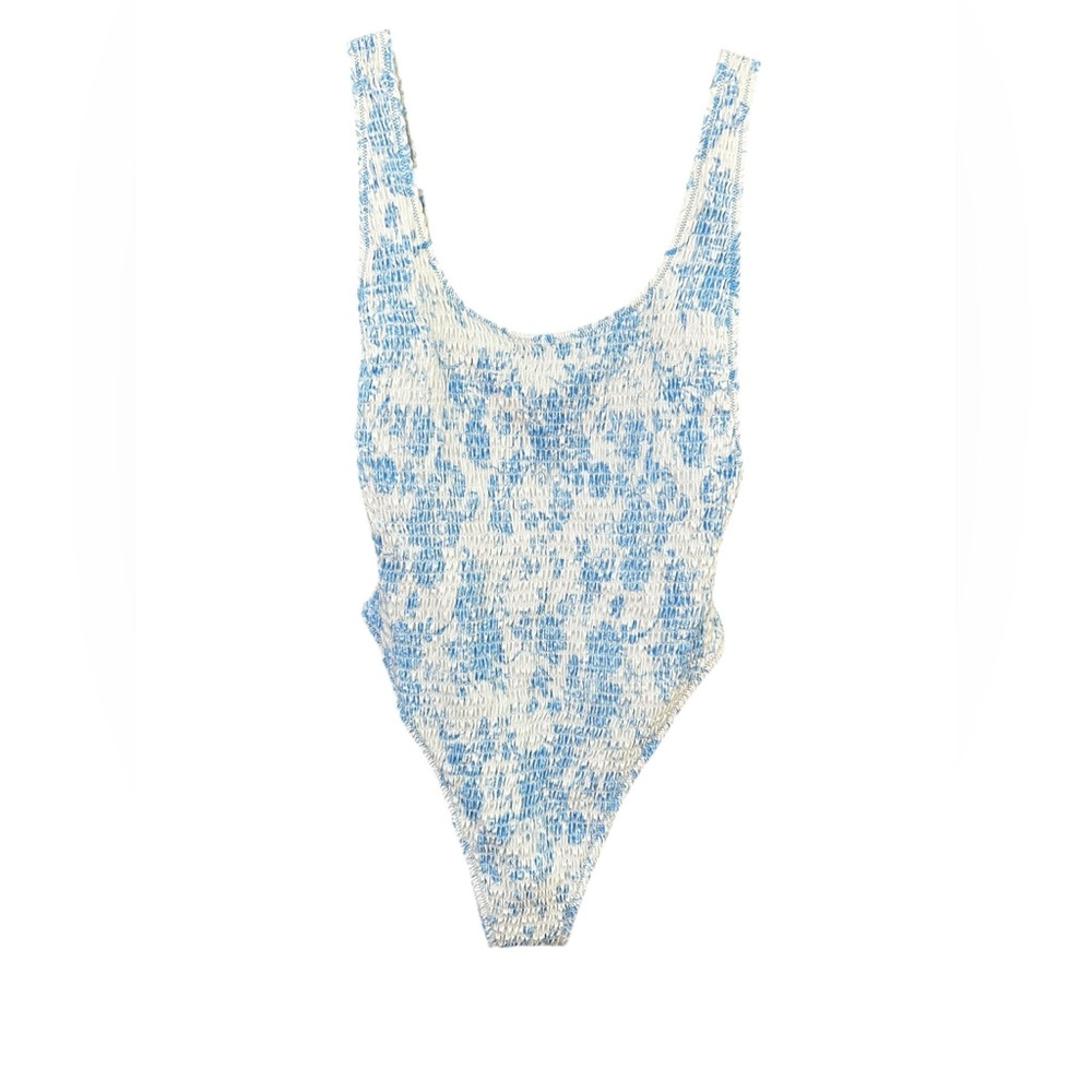 NWT Aerie Smocked Toile Birthday Scoop Cheekiest One Piece Swimsuit